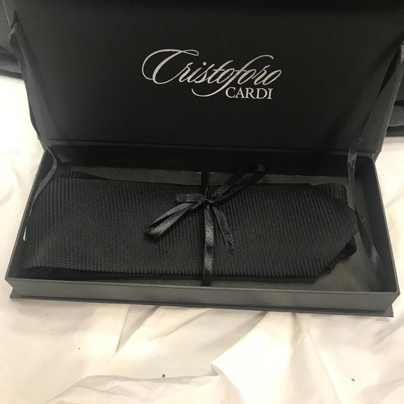 Cristoforo Cardi Black Faille Silk Necktie - Picture 1 of 1